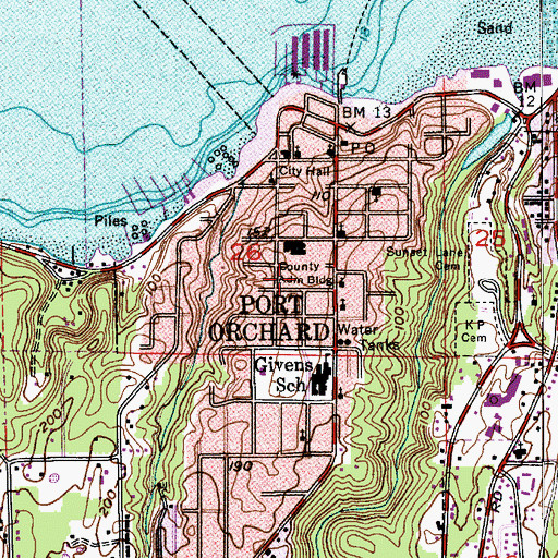 Topographic Map of Kitsap County Corrections Center, WA