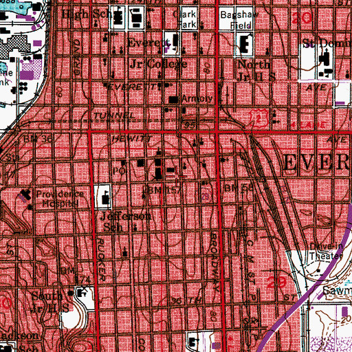 Topographic Map of Snohomish County Jail, WA