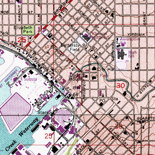 Topographic Map of Whatcom County Jail, WA