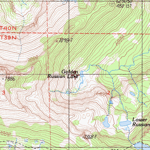 Topographic Map of Golden Russian Lake, CA