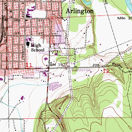 Topographic Map of East Arlington Substation, WA