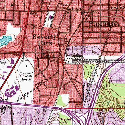 Topographic Map of Beverly Park Substation, WA