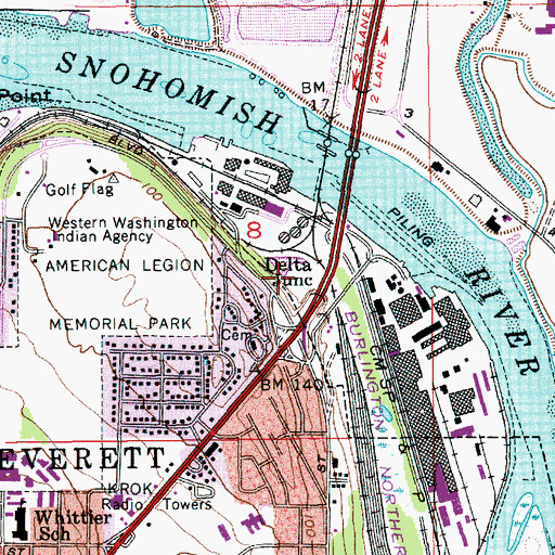 Topographic Map of Delta Substation, WA