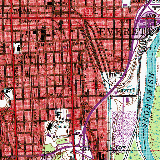 Topographic Map of Everett Substation, WA