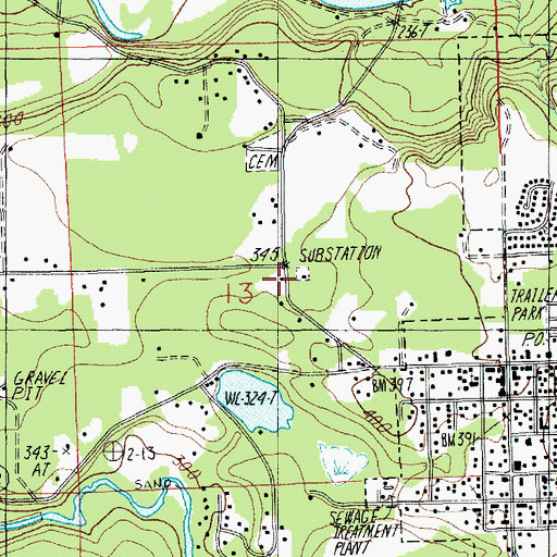 Topographic Map of Grantie Falls Substation, WA