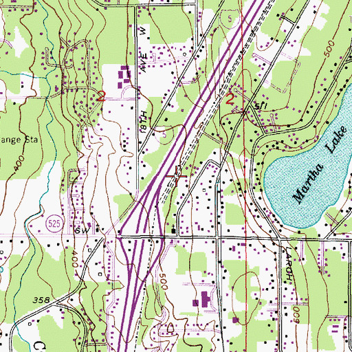 Topographic Map of Martha Lake Substation, WA
