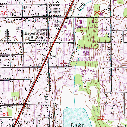 Topographic Map of Ballinger Substation, WA