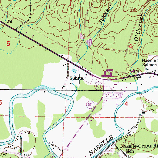 Topographic Map of Naselle Substation, WA