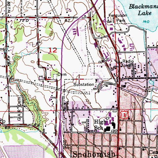 Topographic Map of Snohomish Substation, WA