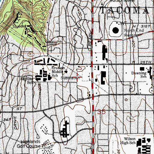 Topographic Map of Pearl Substation, WA