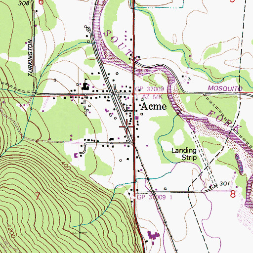 Topographic Map of Acme Post Office, WA