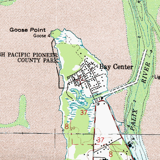Topographic Map of Bay Center Post Office, WA
