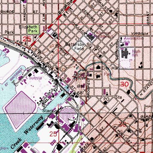 Topographic Map of Bellingham Post Office, WA