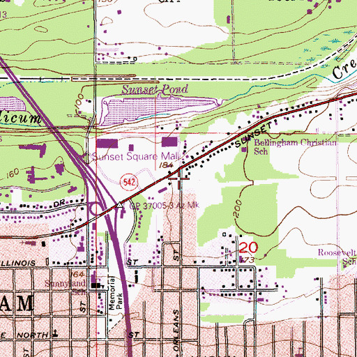 Topographic Map of Mount Baker Post Office, WA