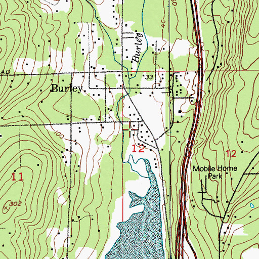 Topographic Map of Burley Post Office, WA