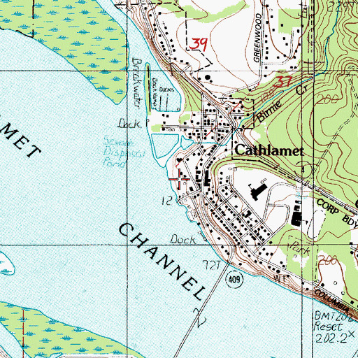Topographic Map of Cathlamet Post Office, WA