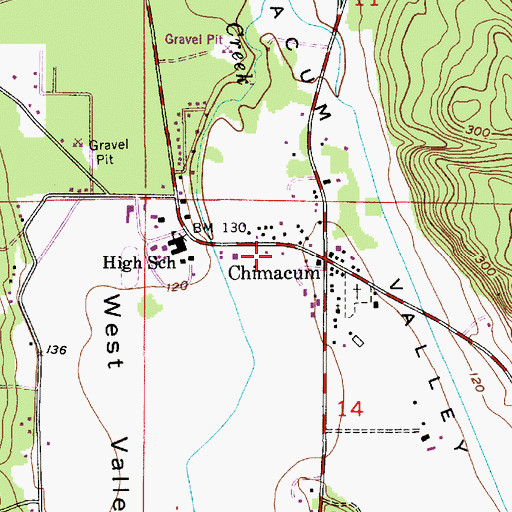 Topographic Map of Chimacum Post Office, WA