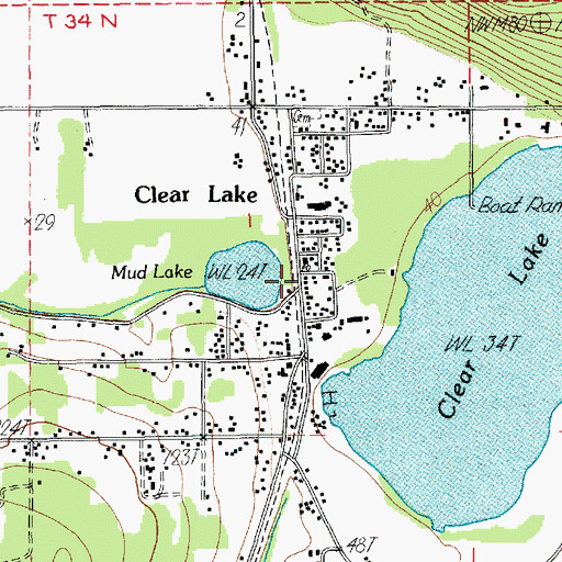Topographic Map of Clearlake Post Office, WA
