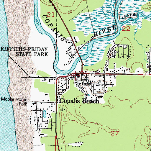 Topographic Map of Copalis Beach Post Office, WA