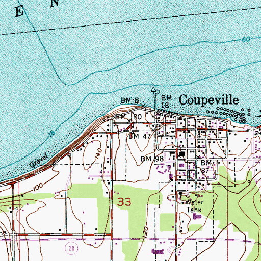 Topographic Map of Coupeville Post Office, WA