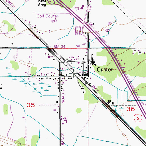 Topographic Map of Custer Post Office, WA