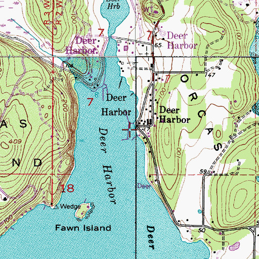 Topographic Map of Deer Harbor Post Office, WA
