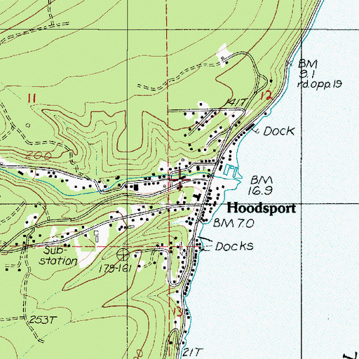 Topographic Map of Hoodsport Post Office, WA