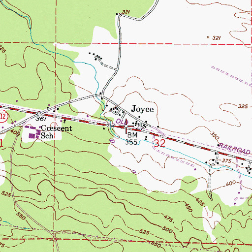 Topographic Map of Joyce Post Office, WA