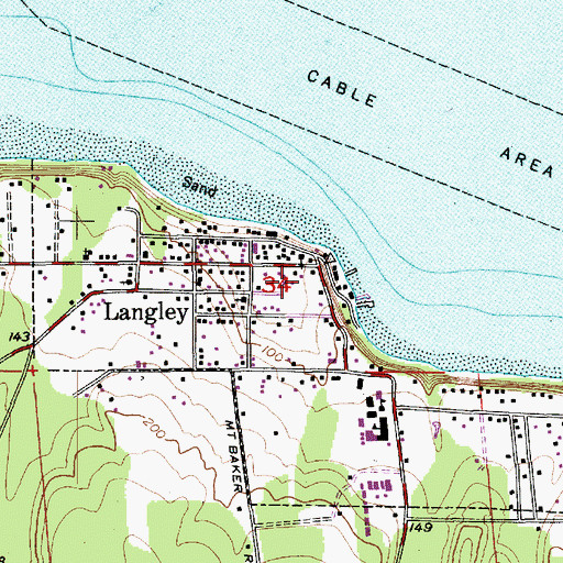 Topographic Map of Langley Post Office, WA
