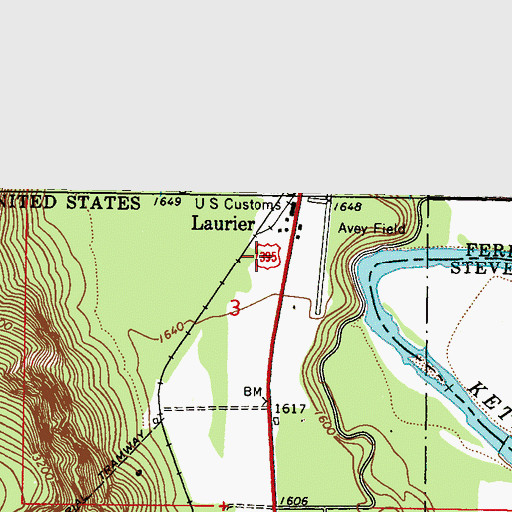 Topographic Map of Laurier Post Office, WA