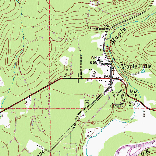 Topographic Map of Maple Falls Post Office, WA