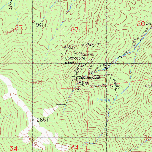 Topographic Map of Goodenough Mine, CA