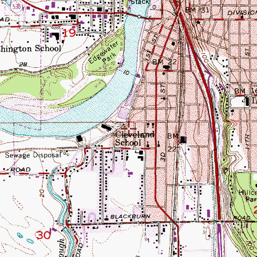 Topographic Map of Mount Vernon Post Office, WA
