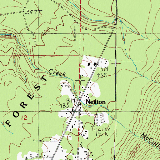 Topographic Map of Neilton Post Office, WA