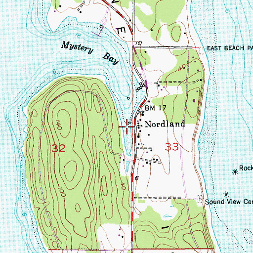 Topographic Map of Nordland Post Office, WA