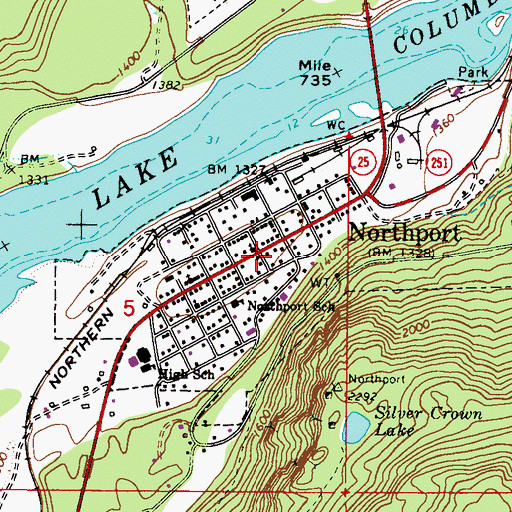 Topographic Map of Northport Post Office, WA