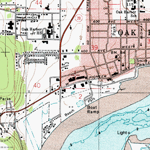 Topographic Map of Oak Harbor Post Office, WA