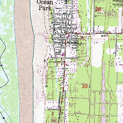 Topographic Map of Ocean Park Post Office, WA