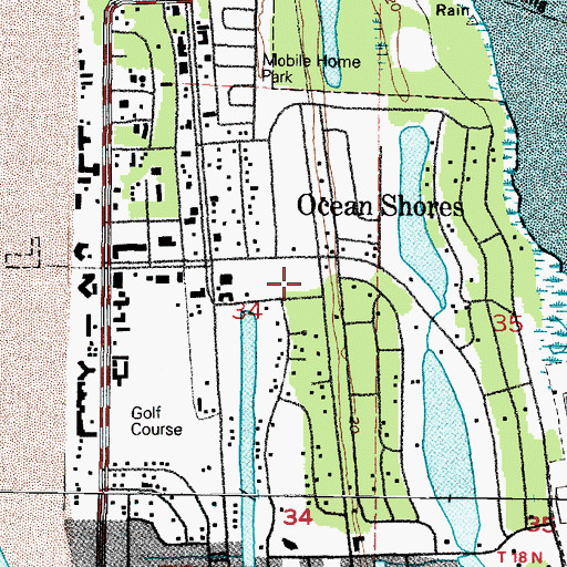 Topographic Map of Ocean Shores Post Office, WA