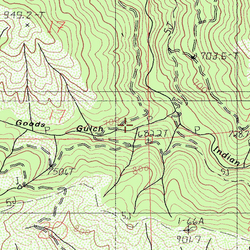 Topographic Map of Goods Gulch, CA