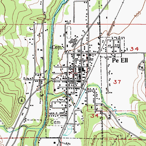 Topographic Map of Pe Ell Post Office, WA
