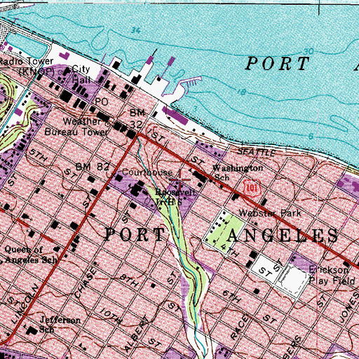 Topographic Map of Port Angeles Post Office, WA