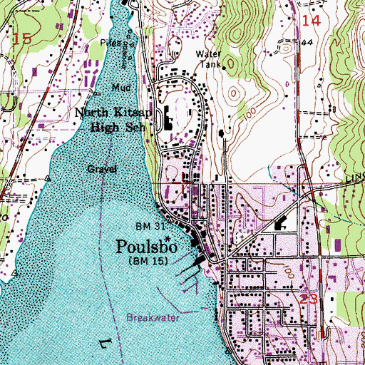 Topographic Map of Poulsbo Post Office, WA