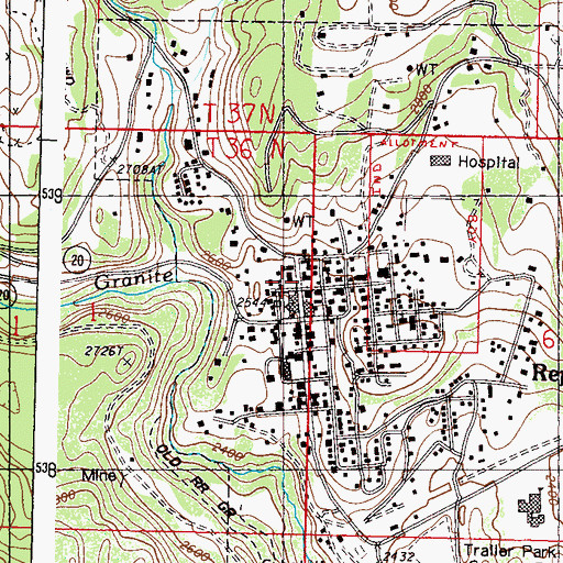 Topographic Map of Republic Post Office, WA