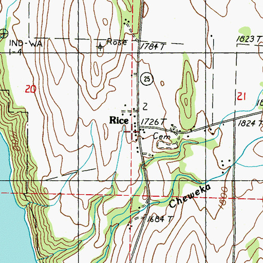 Topographic Map of Rice Post Office, WA