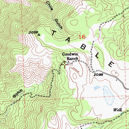 Topographic Map of Goodwin Ranch, CA