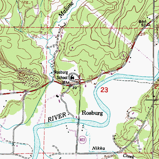 Topographic Map of Rosburg Post Office, WA