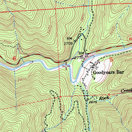 Topographic Map of Goodyears Creek, CA