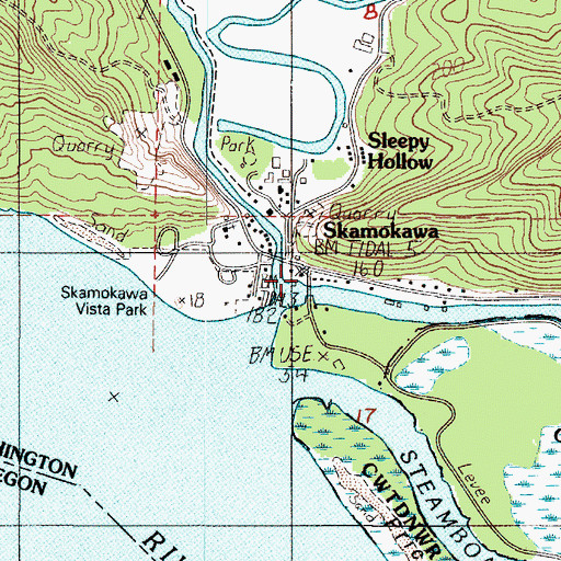 Topographic Map of Skamokawa Post Office, WA