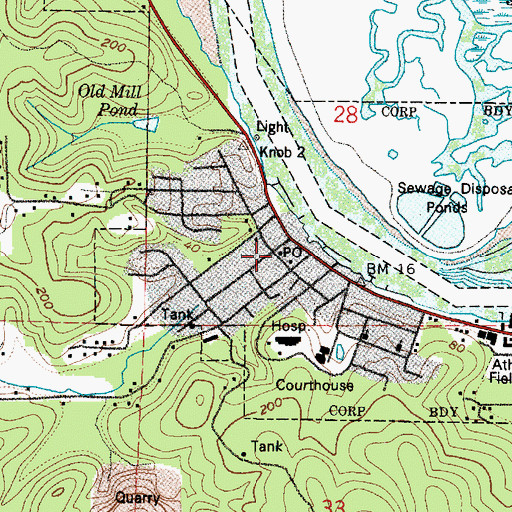 Topographic Map of South Bend Post Office, WA